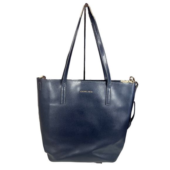 Michael Kors Handbags - Michael Kors Women's Dual Handle Straps Snap Button Tote Bag Dark Navy Blue